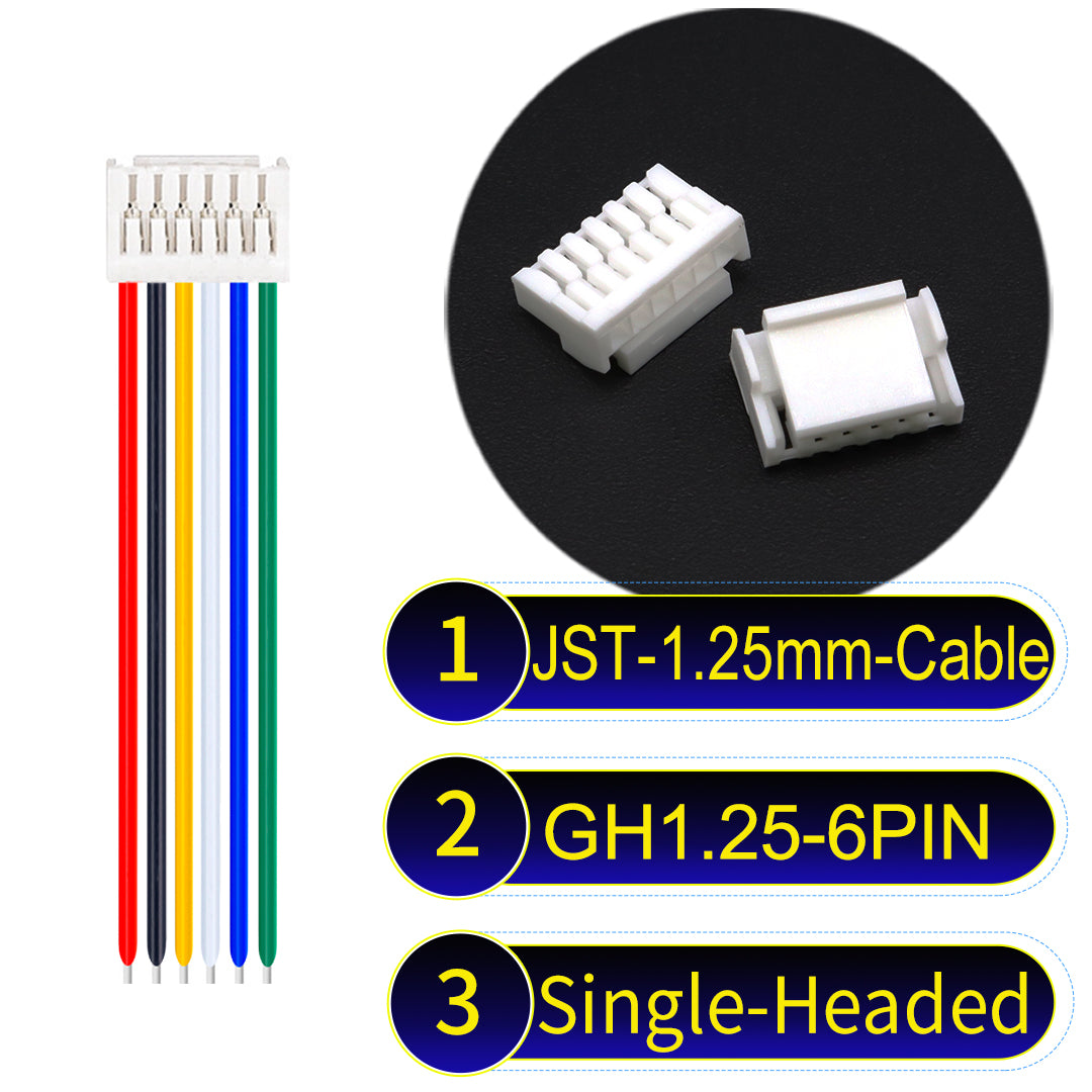 JST GH1.25mm 6Pin Single-Headed 28AWG UL1571 PVC Cable for reliable electrical connections.