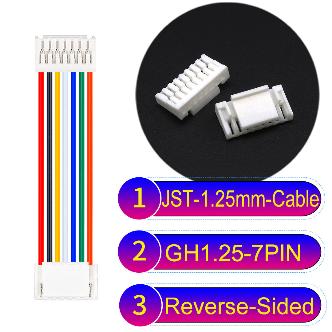 JST GH1.25mm 7Pin Reverse-Side-Head 28AWG UL1571 PVC Cable for reliable electrical connections.