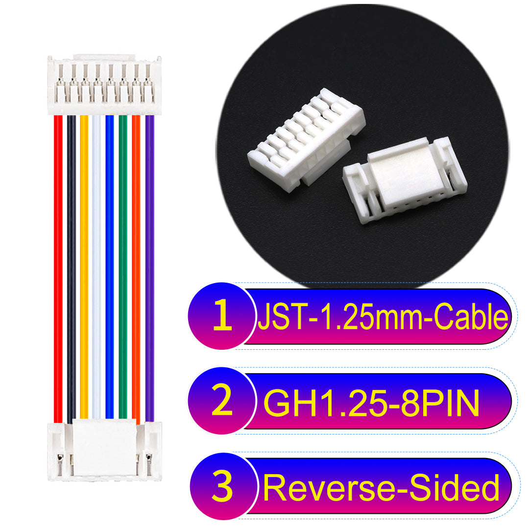 JST GH1.25mm 8Pin Reverse-Side-Head 28AWG UL1571 PVC Cable for reliable electrical connections.