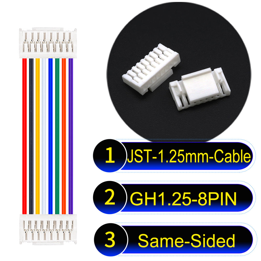 JST GH1.25mm 8Pin Same-Side-Head 28AWG UL1571 PVC Cable for reliable electrical connections.