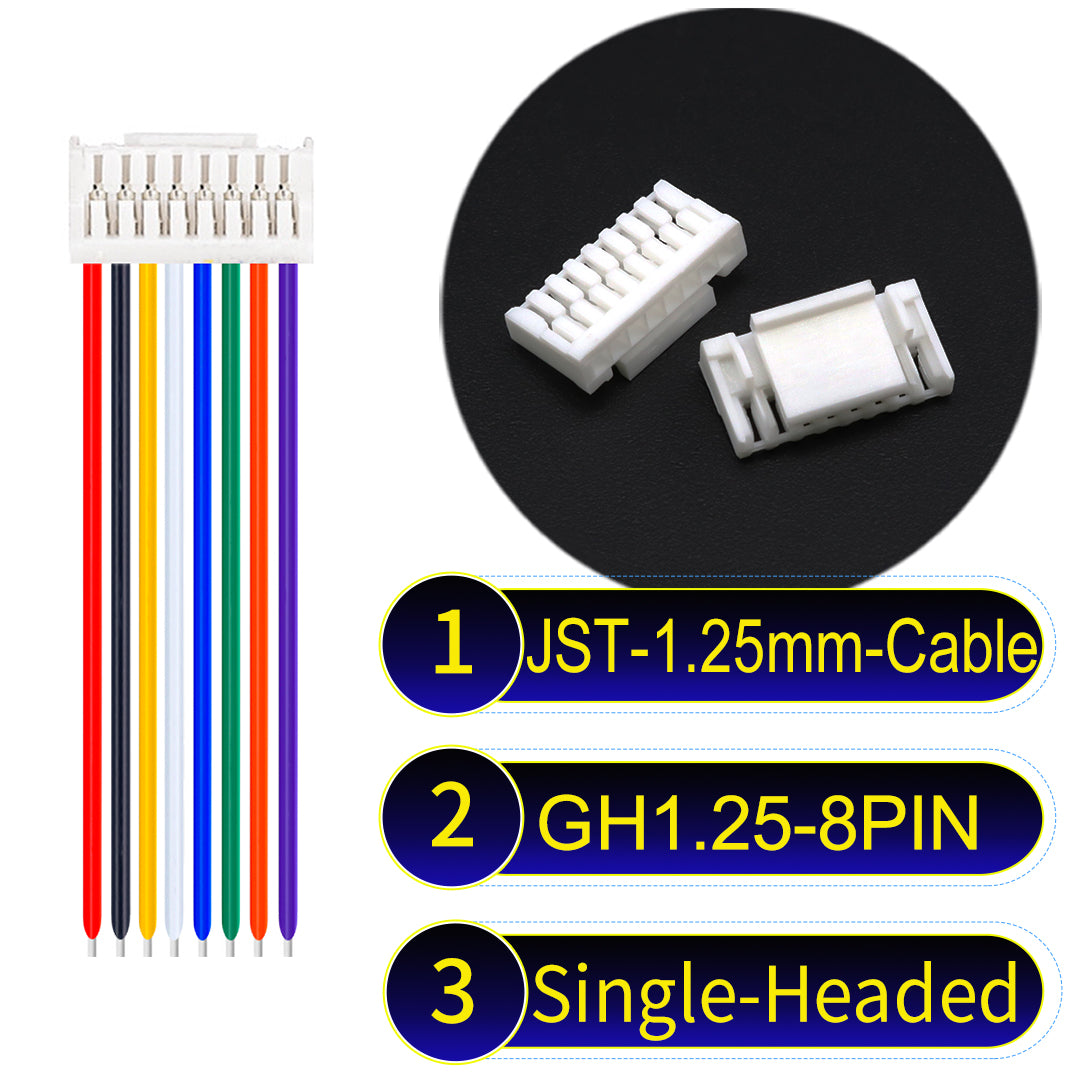 JST GH1.25mm 8Pin Single-Headed 28AWG UL1571 PVC Cable for reliable electrical connections.