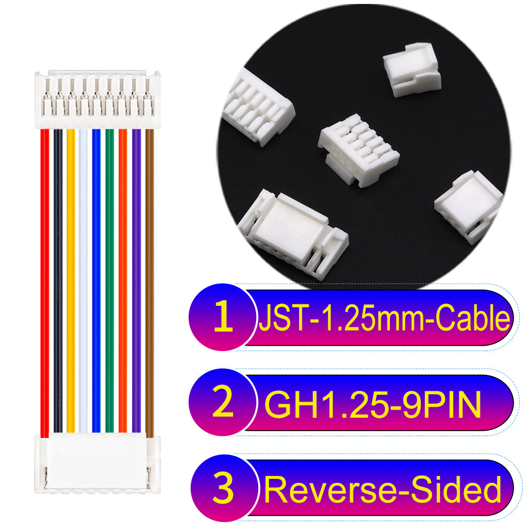JST GH1.25mm 9Pin Reverse-Side-Head 28AWG UL1571 PVC Cable for reliable electrical connections.