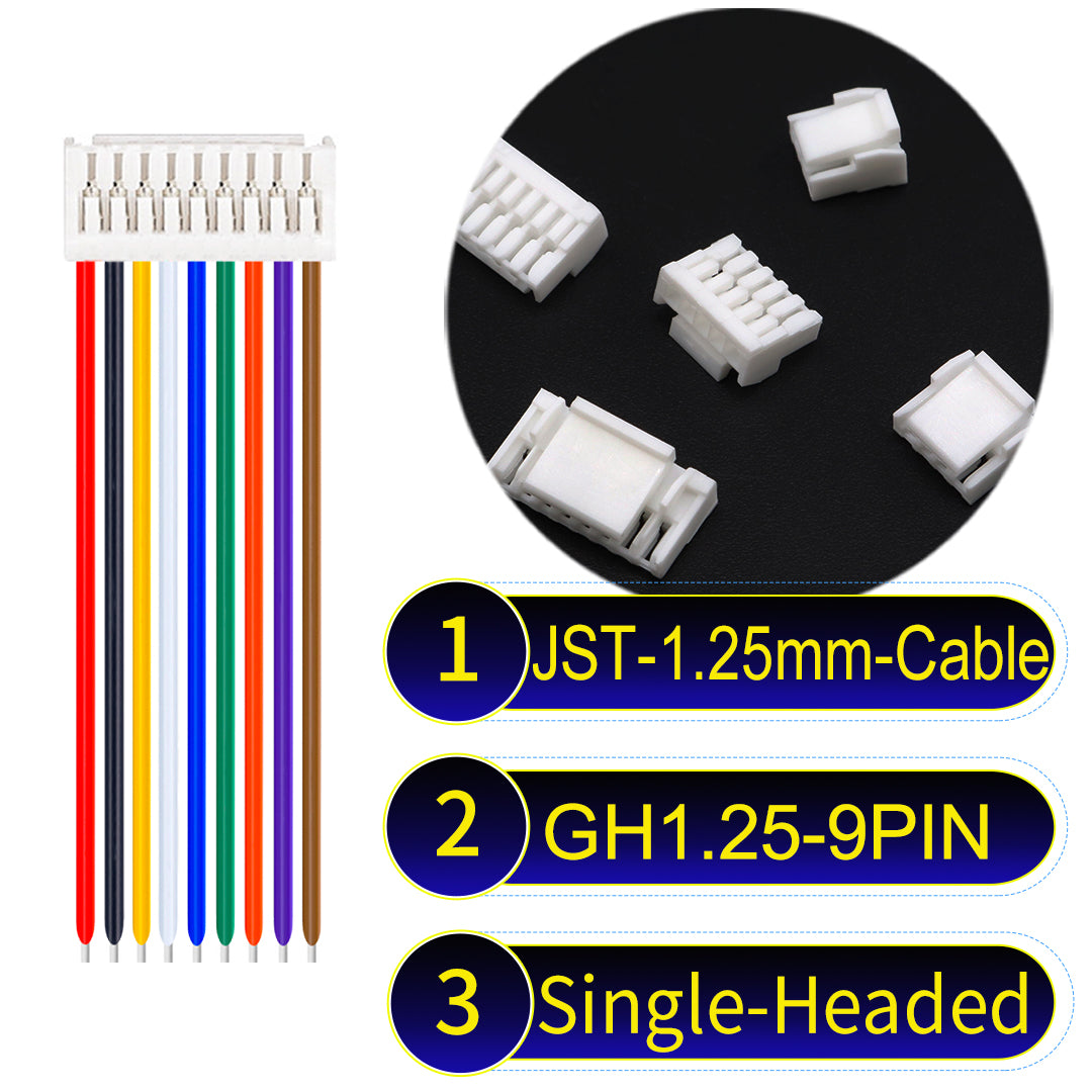 JST GH1.25mm 9Pin Single-Headed 28AWG UL1571 PVC Cable for reliable electrical connections.