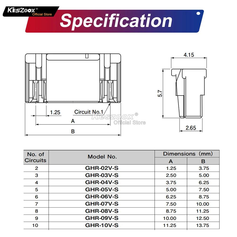Display of all components included in JST GH1.25mm male connector kit