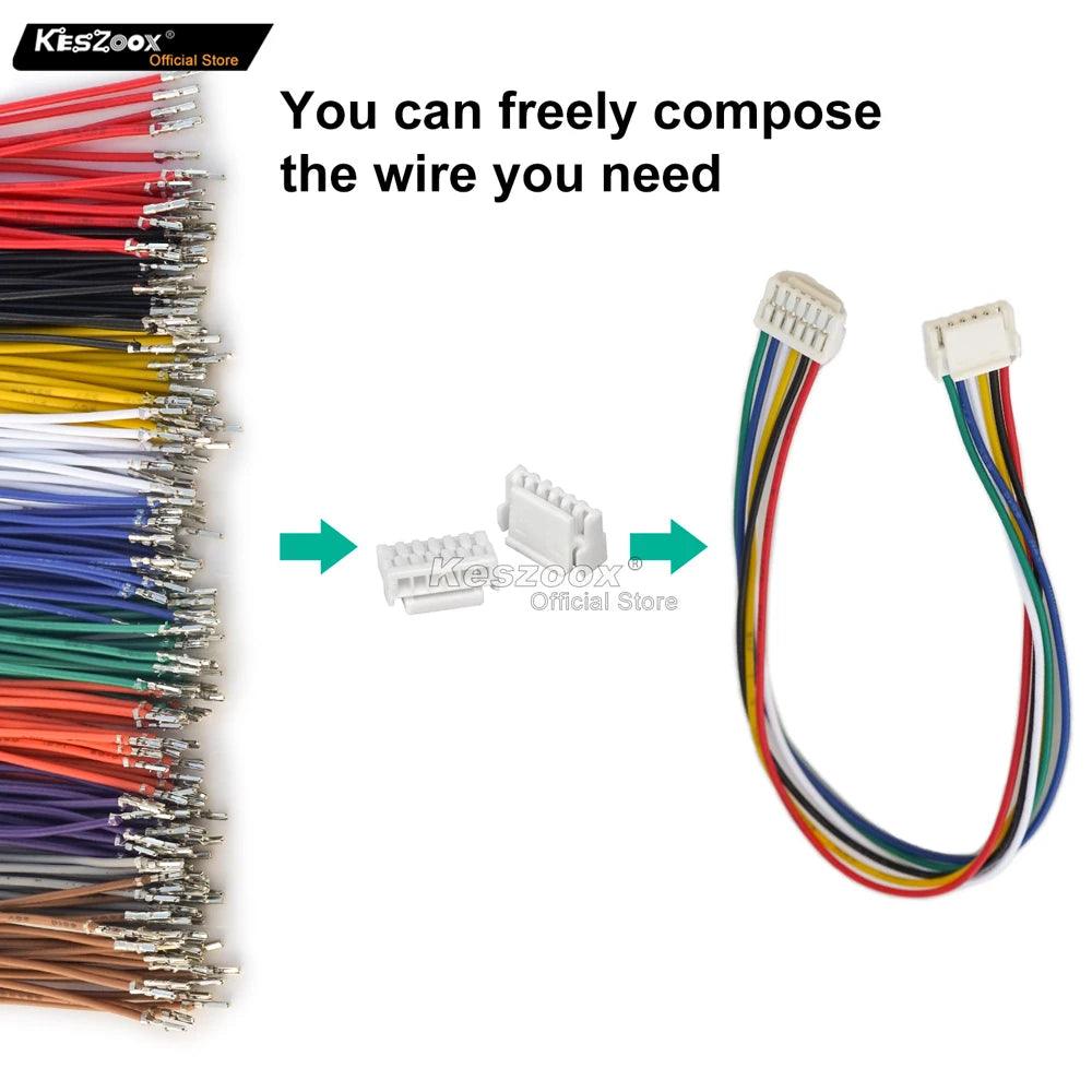 JST GH1.25mm male connector attached to 28AWG pre-crimped wire