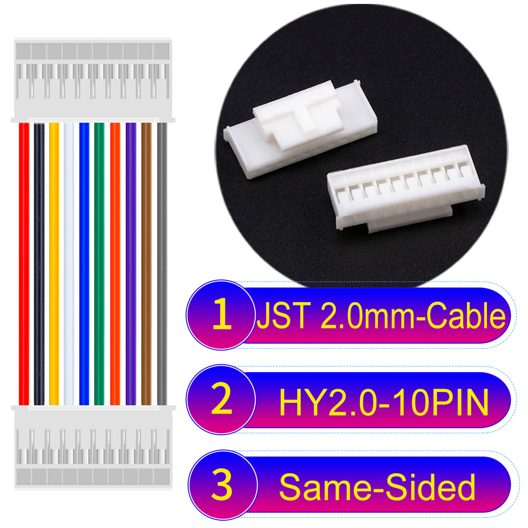 JST HY2.0mm 10Pin Same-Side-Head 22AWG UL1007 PVC Cable for reliable electrical connections.
