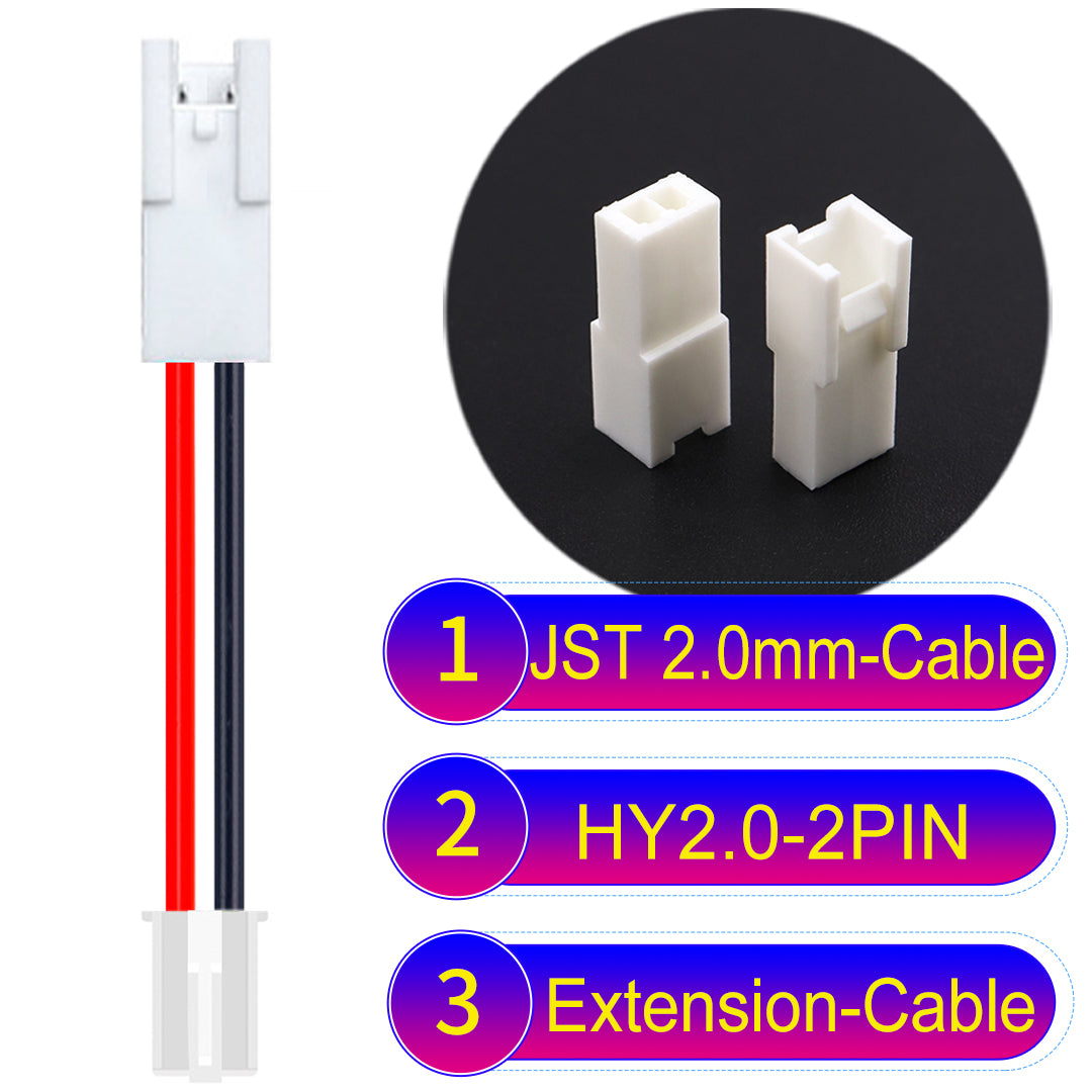 JST HY2.0mm 2Pin Male Female Extension 22AWG UL1007 PVC Cable for reliable electrical connections.