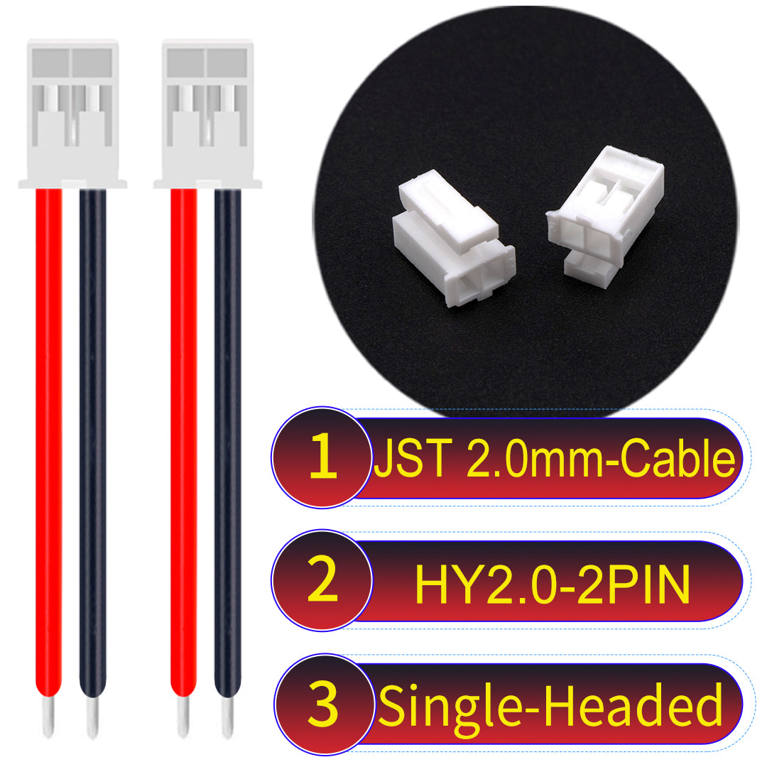 JST HY2.0mm 2Pin Single-Headed 22AWG UL1007 PVC Cable for reliable electrical connections.