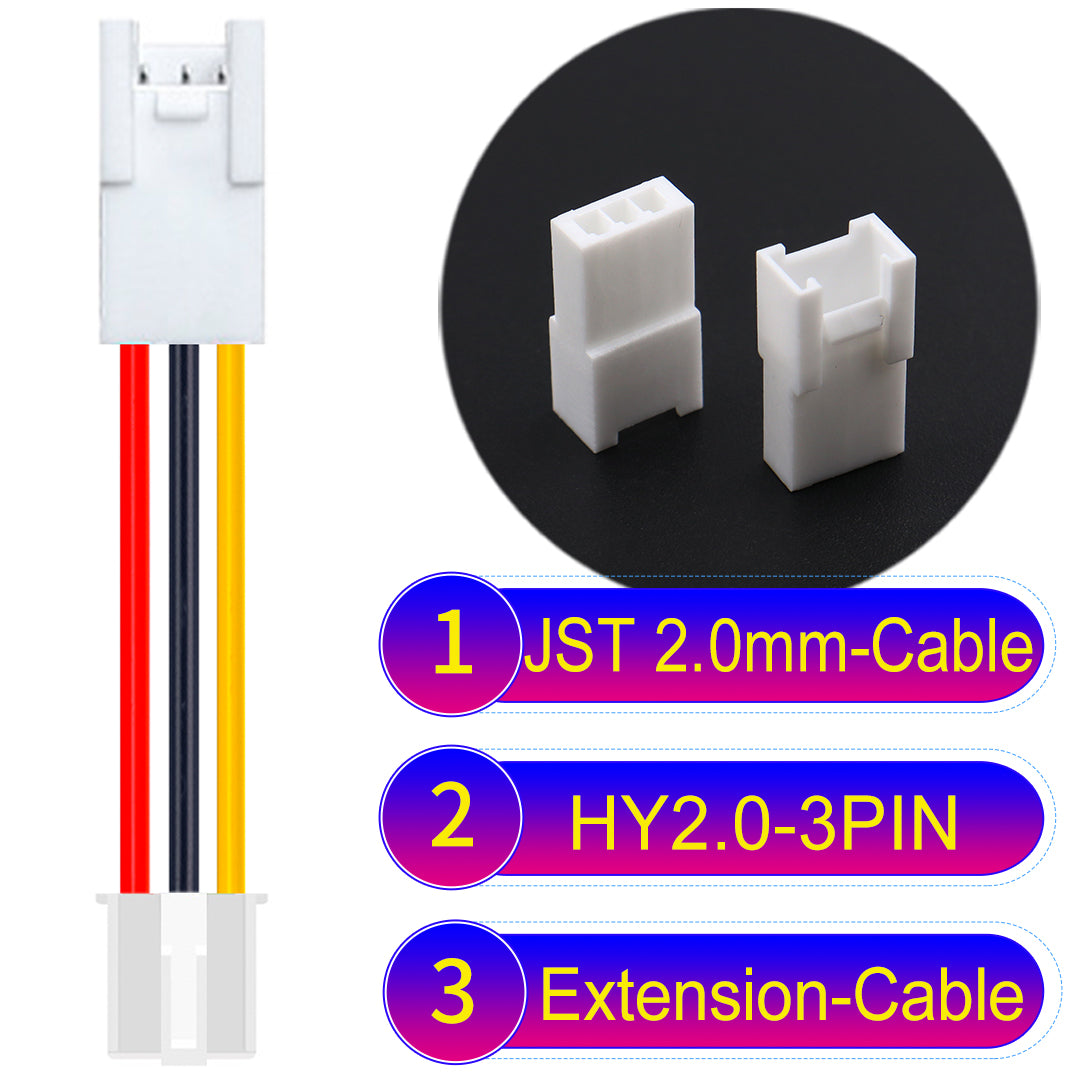 JST HY2.0mm 3Pin Male Female Extension 22AWG UL1007 PVC Cable for reliable electrical connections.