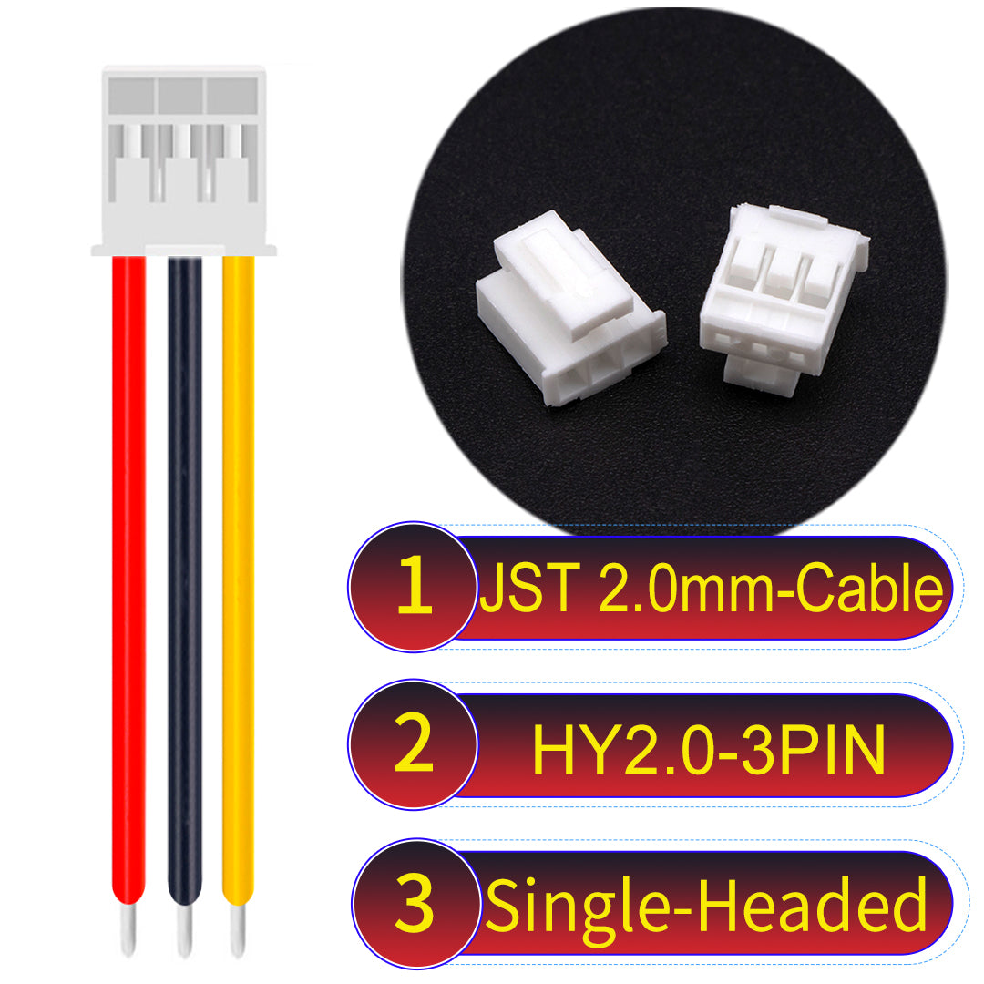 JST HY2.0mm 3Pin Single-Headed 22AWG UL1007 PVC Cable for reliable electrical connections.