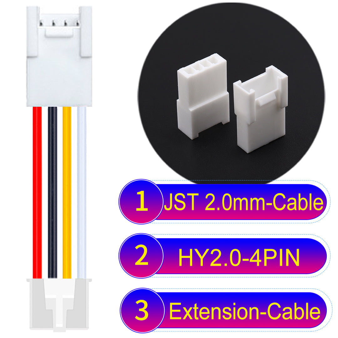 JST HY2.0mm 4Pin Male Female Extension 22AWG UL1007 PVC Cable for reliable electrical connections.