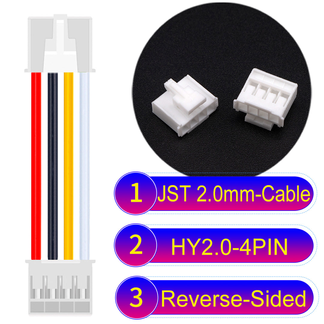 JST HY2.0mm 4Pin Reverse-Side-Head 22AWG UL1007 PVC Cable for reliable electrical connections.