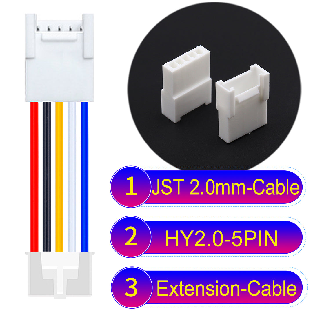 JST HY2.0mm 5Pin Male Female Extension 22AWG UL1007 PVC Cable for reliable electrical connections.