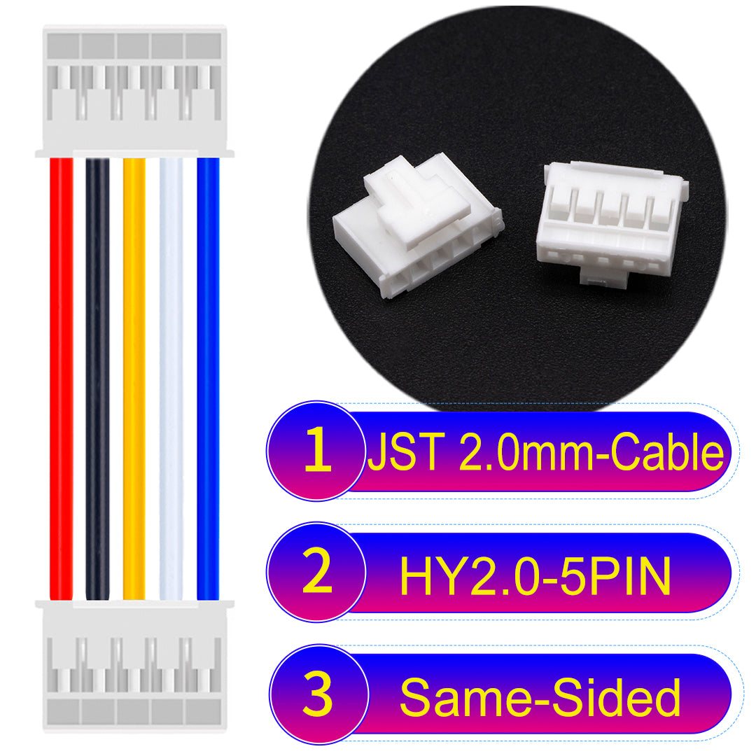 JST HY2.0mm 5Pin Same-Side-Head 22AWG UL1007 PVC Cable for reliable electrical connections.