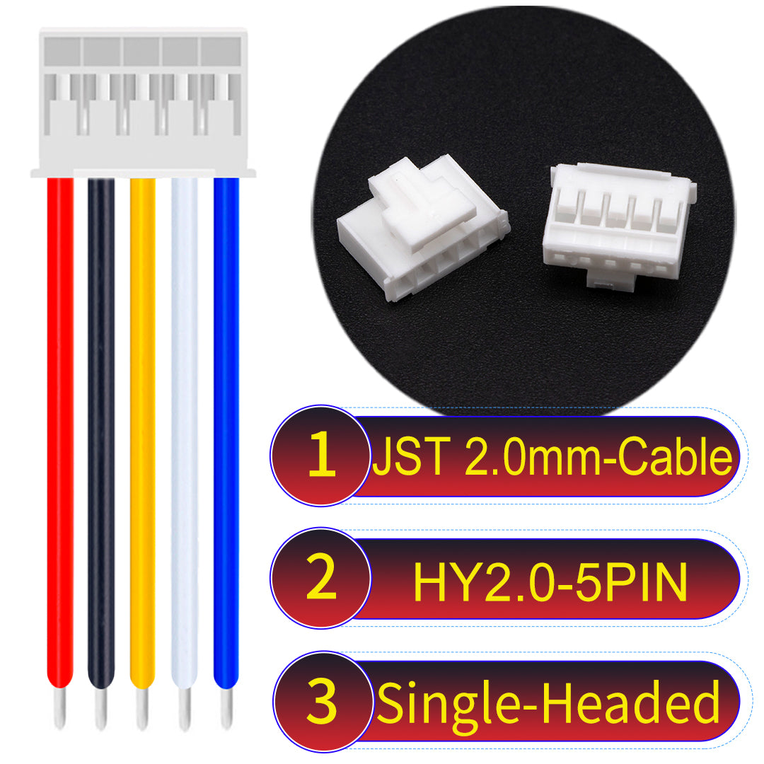 JST HY2.0mm 5Pin Single-Headed 22AWG UL1007 PVC Cable for reliable electrical connections.