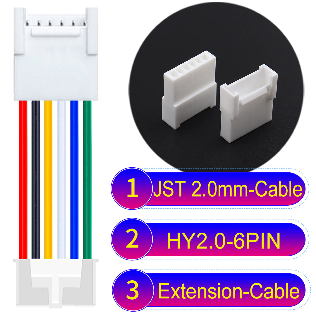 JST HY2.0mm 6Pin Male Female Extension 22AWG UL1007 PVC Cable for reliable electrical connections.