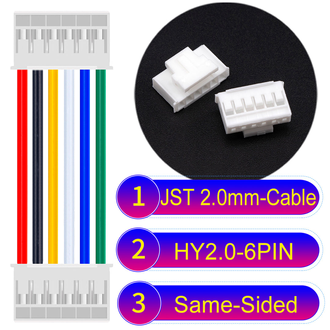 JST HY2.0mm 6Pin Same-Side-Head 22AWG UL1007 PVC Cable for reliable electrical connections.