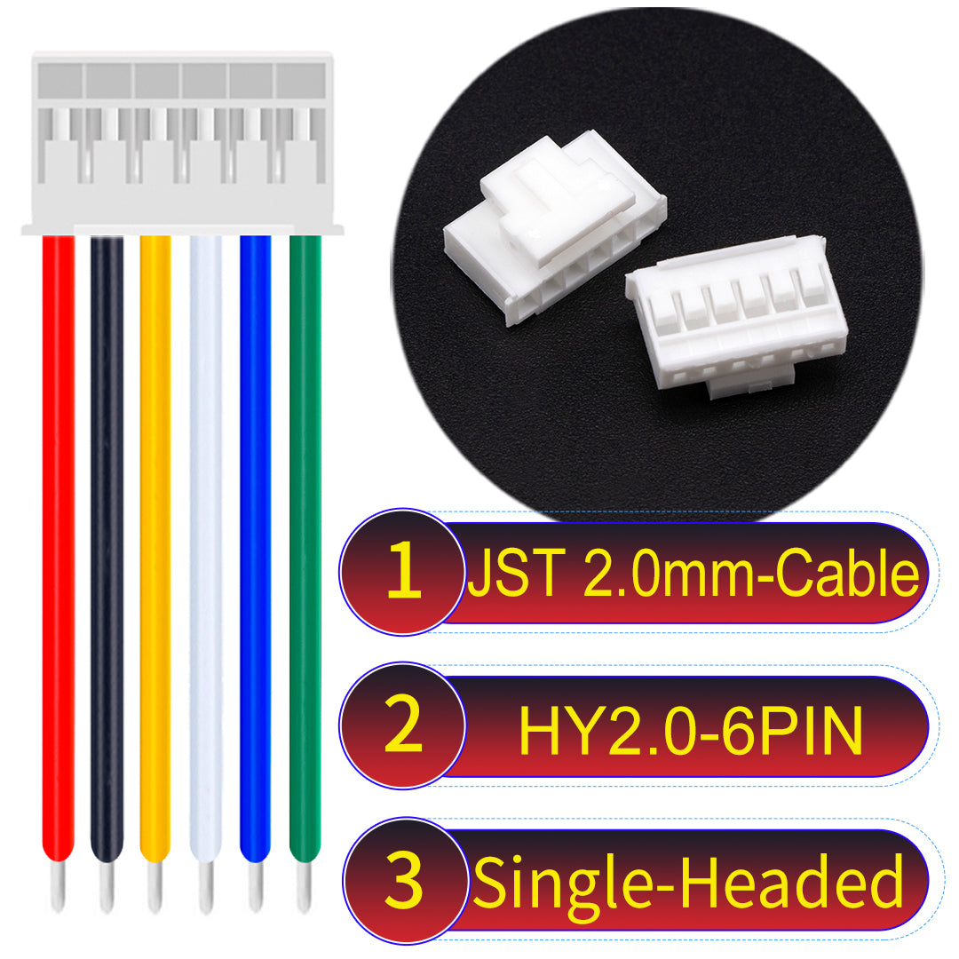 JST HY2.0mm 6Pin Single-Headed 22AWG UL1007 PVC Cable for reliable electrical connections.