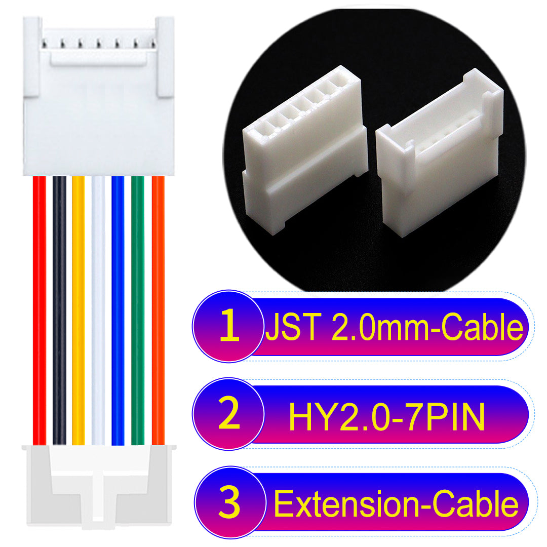 JST HY2.0mm 7Pin Male Female Extension 22AWG UL1007 PVC Cable for reliable electrical connections.