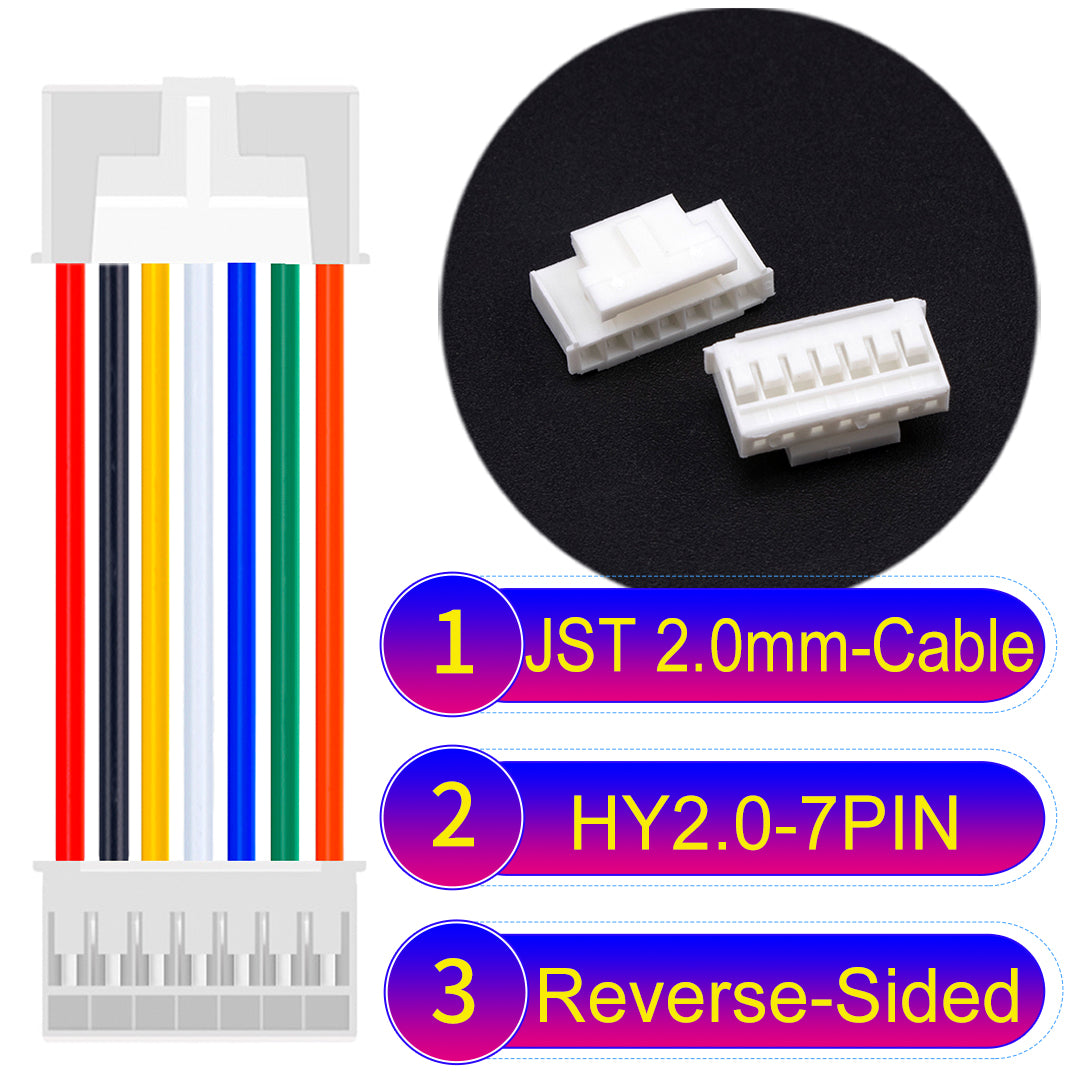 JST HY2.0mm 7Pin Reverse-Side-Head 22AWG UL1007 PVC Cable for reliable electrical connections.