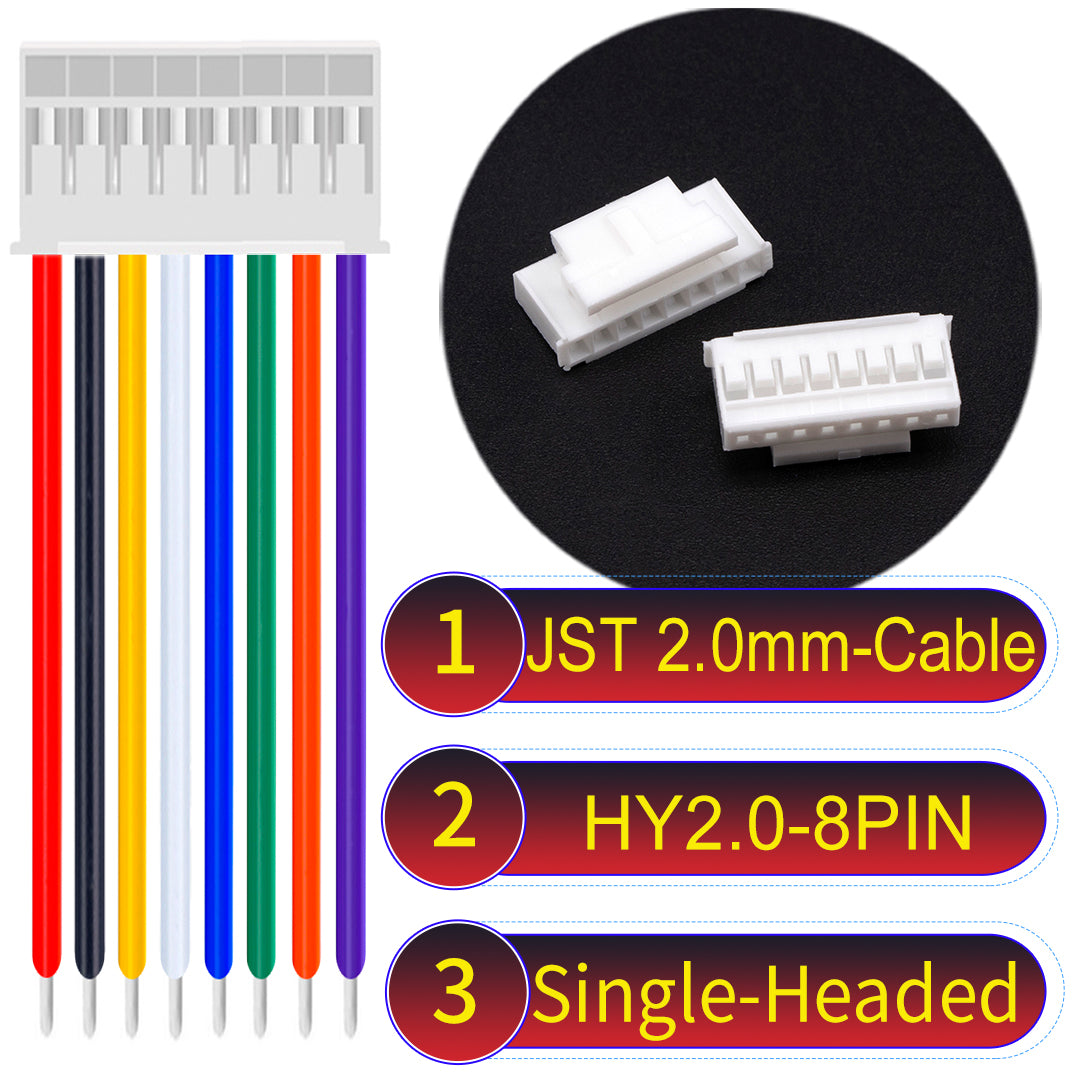 JST HY2.0mm 8Pin Single-Headed 22AWG UL1007 PVC Cable for reliable electrical connections.