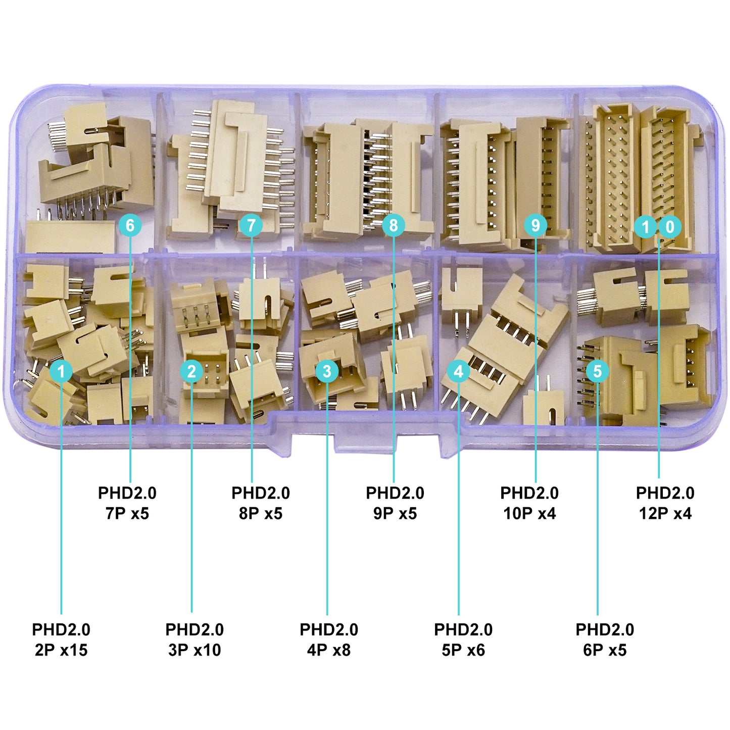 High quality JST PHB dual row 2.0mm DIP socket connectors suitable for board-to-wire connection