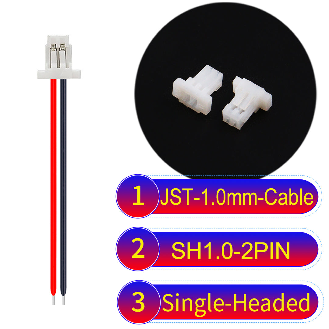 JST SH1.0 2Pin single-headed cable, UL1571-certified, 1.0mm pitch, perfect for precision instruments and portable devices.