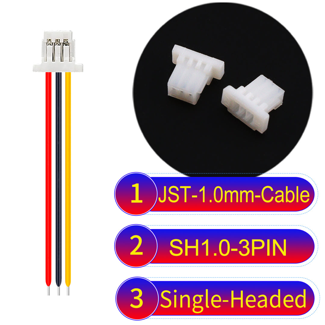 JST SH1.0 3in single-headed cable, UL1571-certified, 1.0mm pitch, perfect for precision instruments and portable devices.