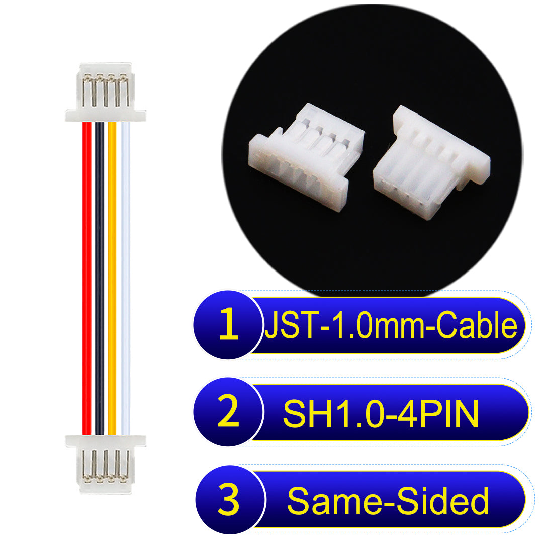 JST SH1.0 4Pin Same-Side-Head cable, UL1571-certified, 1.0mm pitch, perfect for precision instruments and portable devices.