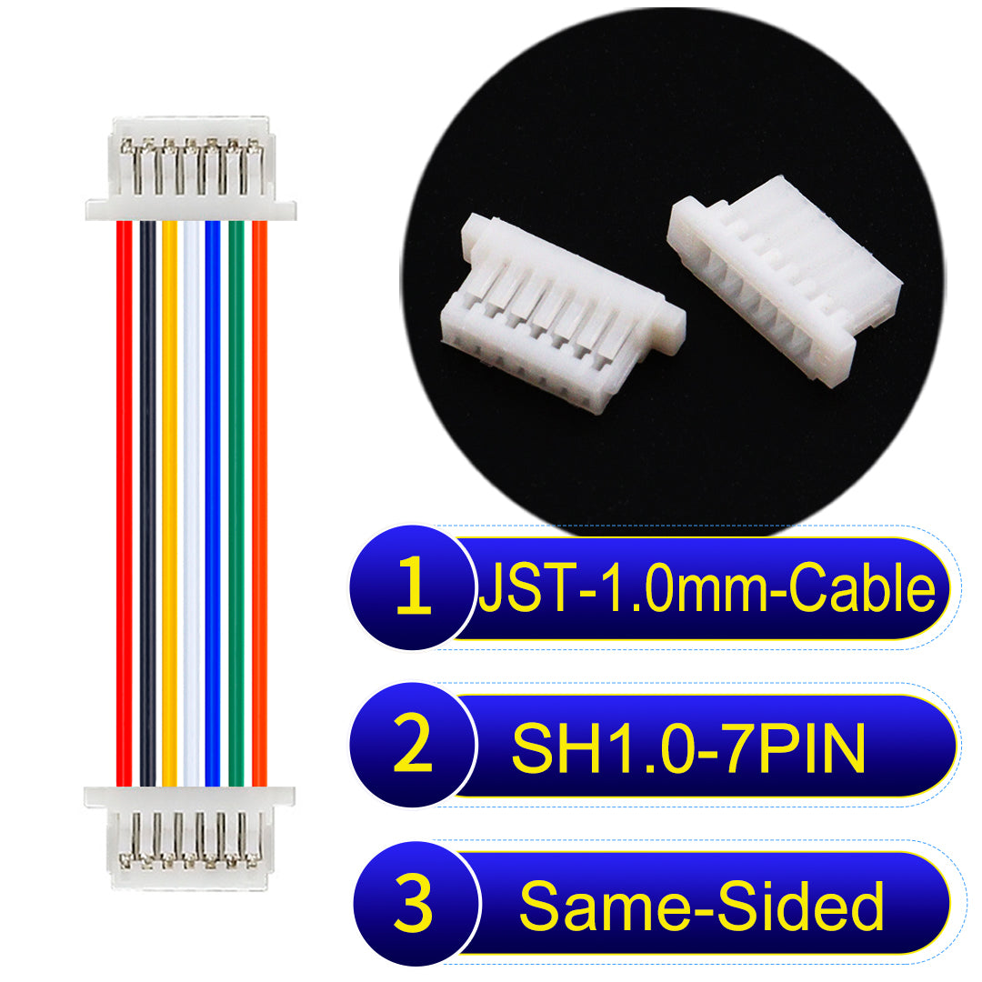 JST SH1.0 7Pin Same-Side-Head cable, UL1571-certified, 1.0mm pitch, perfect for precision instruments and portable devices.