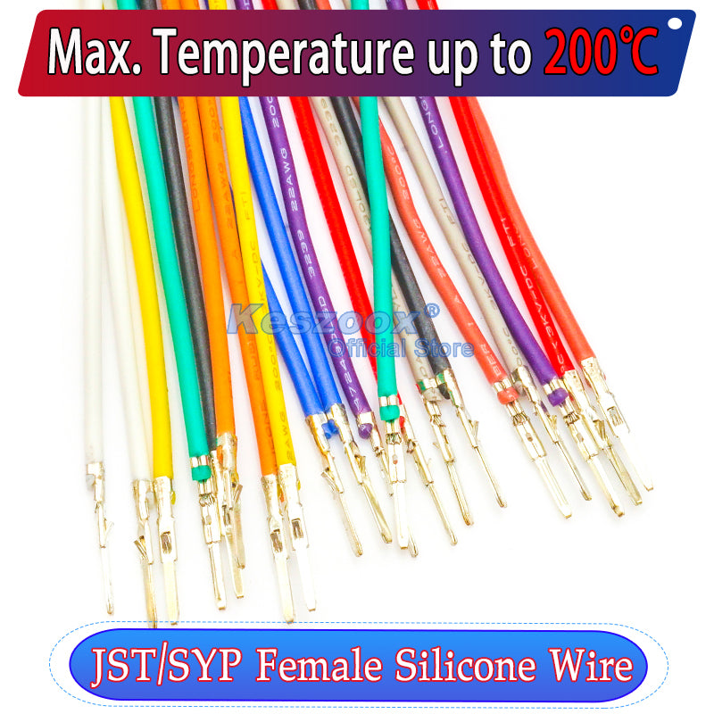 JST SYP 2.5mm Female single-head Pre-Crimped Terminal Silicone Cable (Without Connector), 22AWG UL3239 Soft Wire 200℃ Heat Resistant 3KV 3A