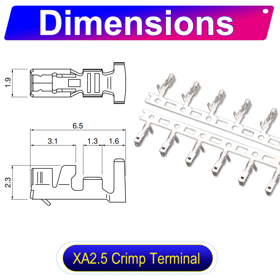 JST XA 2.5mm pre-crimped terminal silicone cable