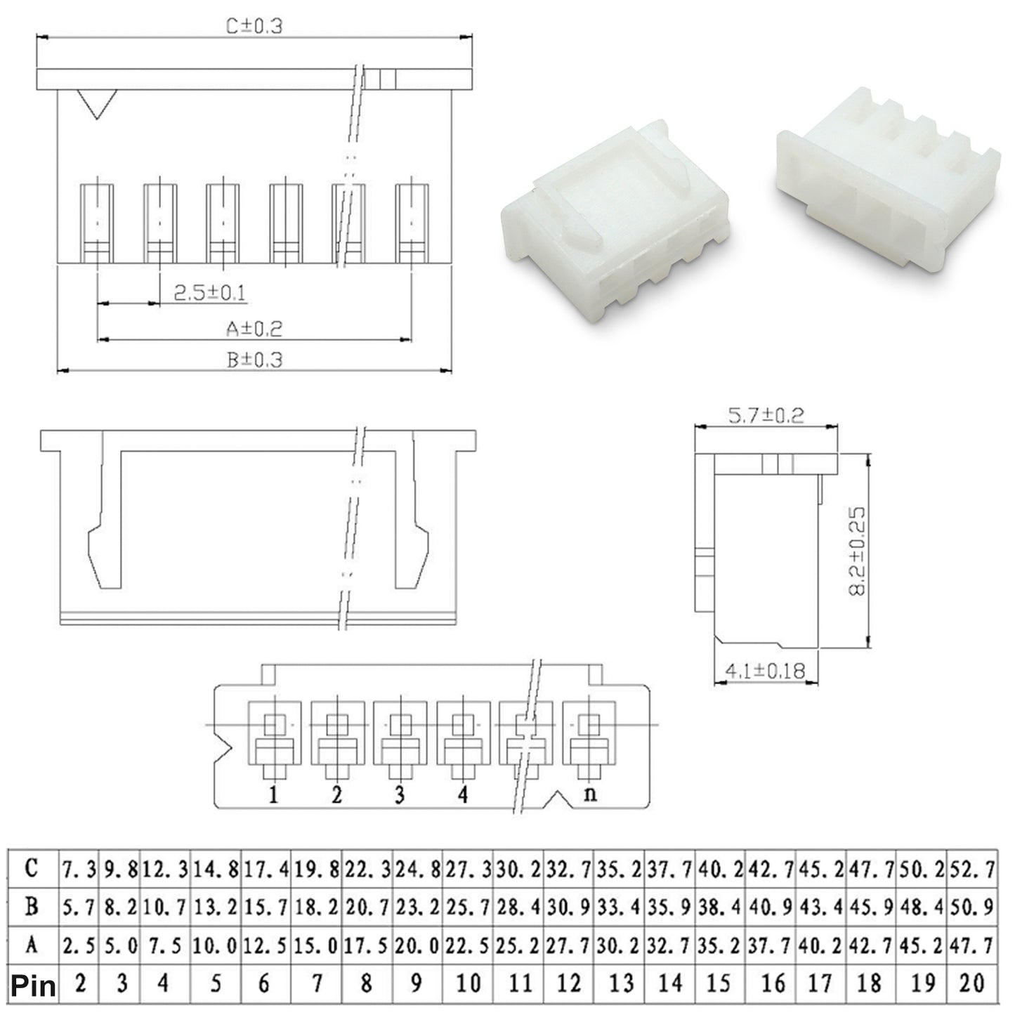 Assembled JST XH to PH male/female connector with 22AWG pre-crimped jumper wire