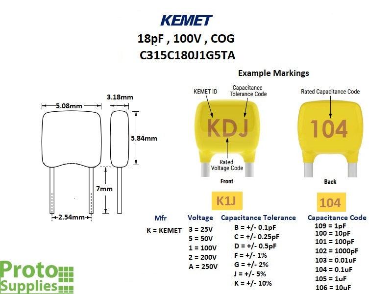 KEMET-MLCC-18pF-100V-COG-Details