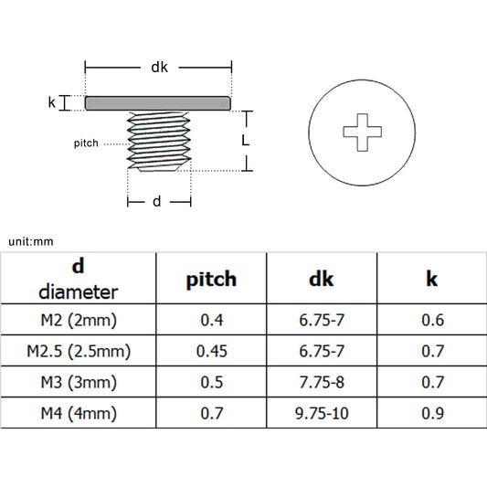 M2_M2.5_M3_M4_Phillips_ultrathin_flat_head_screw_for_computer_fixing
