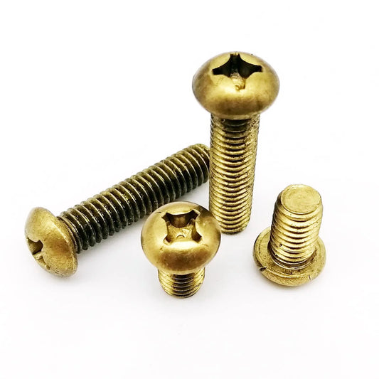 M2_M6_GB818_Pure_Copper_Brass_Phillips_Round_Pan_Head_Screws_Front_View