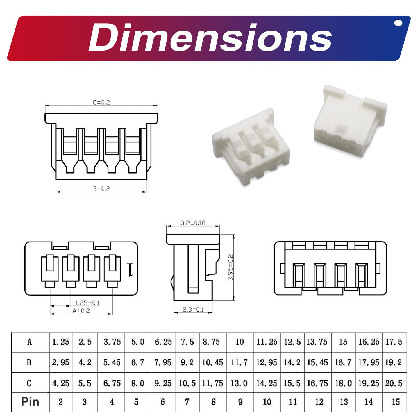 MX1.25 to Dupont 2.54 connector kit with pre-crimped 28AWG cables used in electronics DIY and prototyping