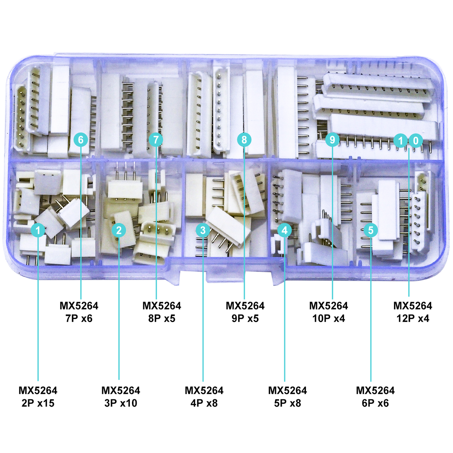 High-quality MX5264 2.5mm pitch DIP header connectors designed for PCB mounting and electronic devices