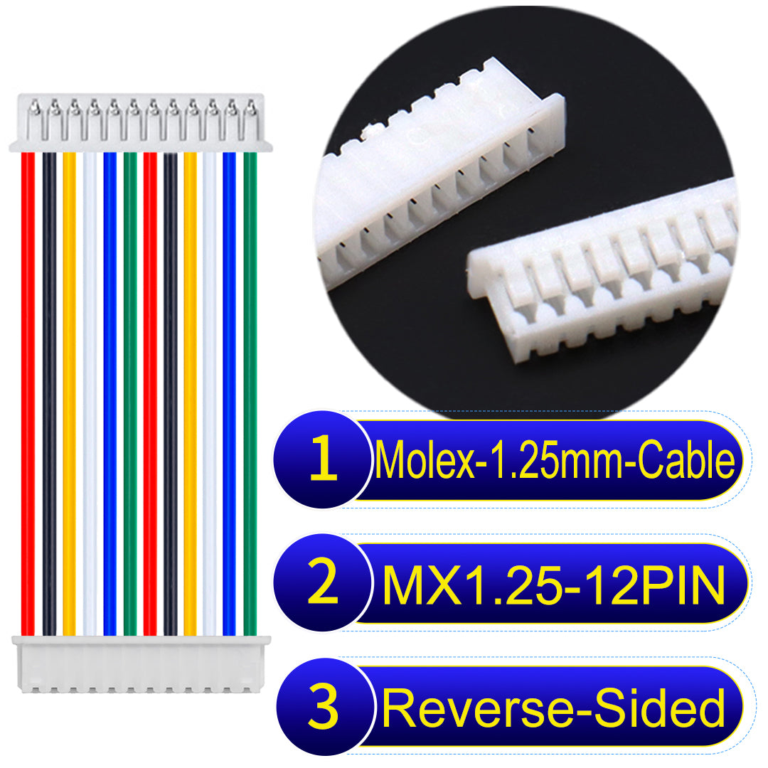 Molex 1.25mm Picoblade 12Pin Reverse-Side-Head 28AWG UL1571 Cable for compact and reliable connections.