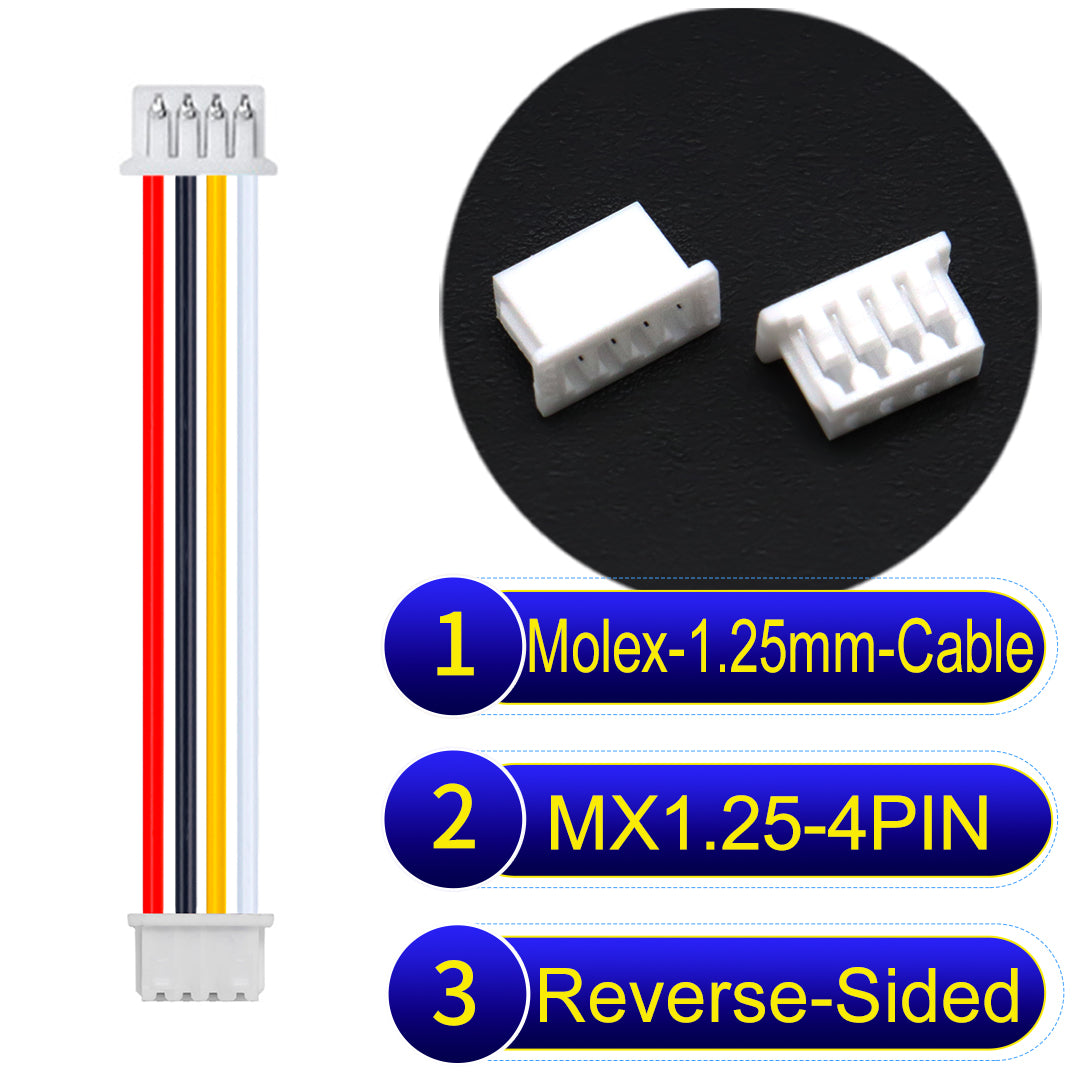 Molex 1.25mm Picoblade 4Pin Reverse-Side-Head 28AWG UL1571 Cable for compact and reliable connections.