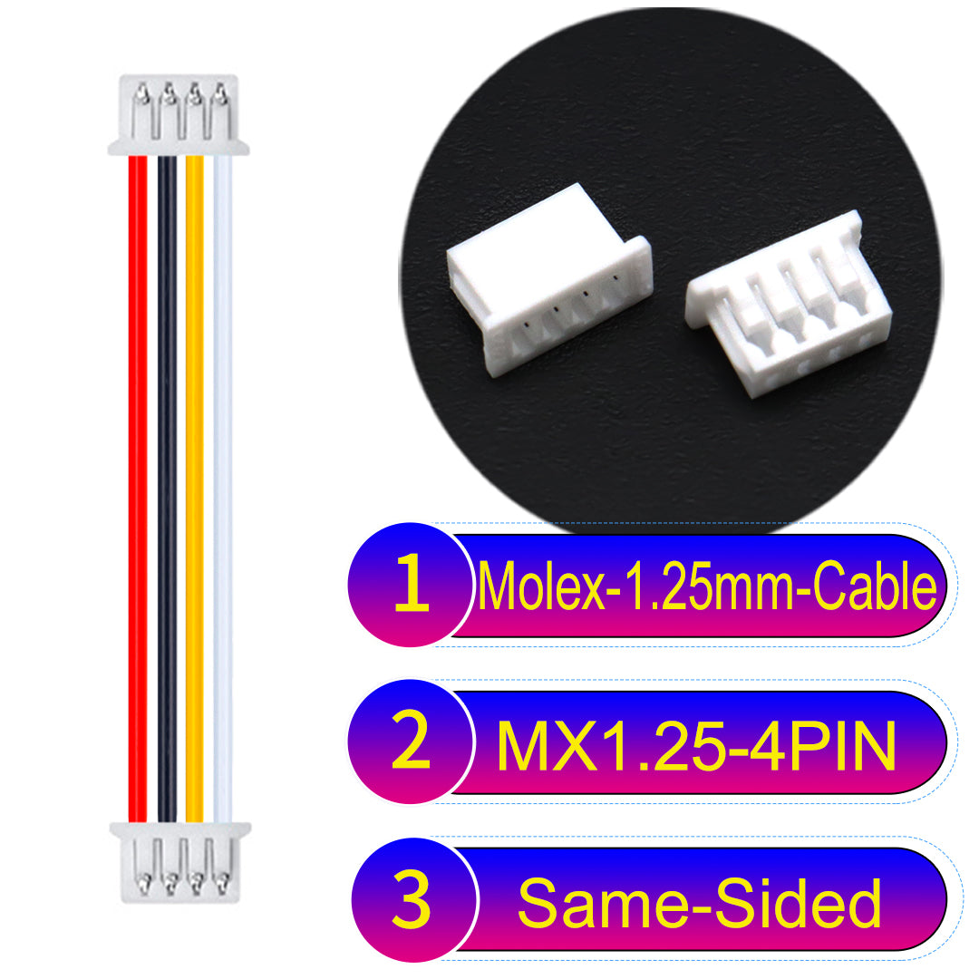 Molex 1.25mm Picoblade 4Pin Same-Side-Head 28AWG UL1571 Cable for compact and reliable connections.