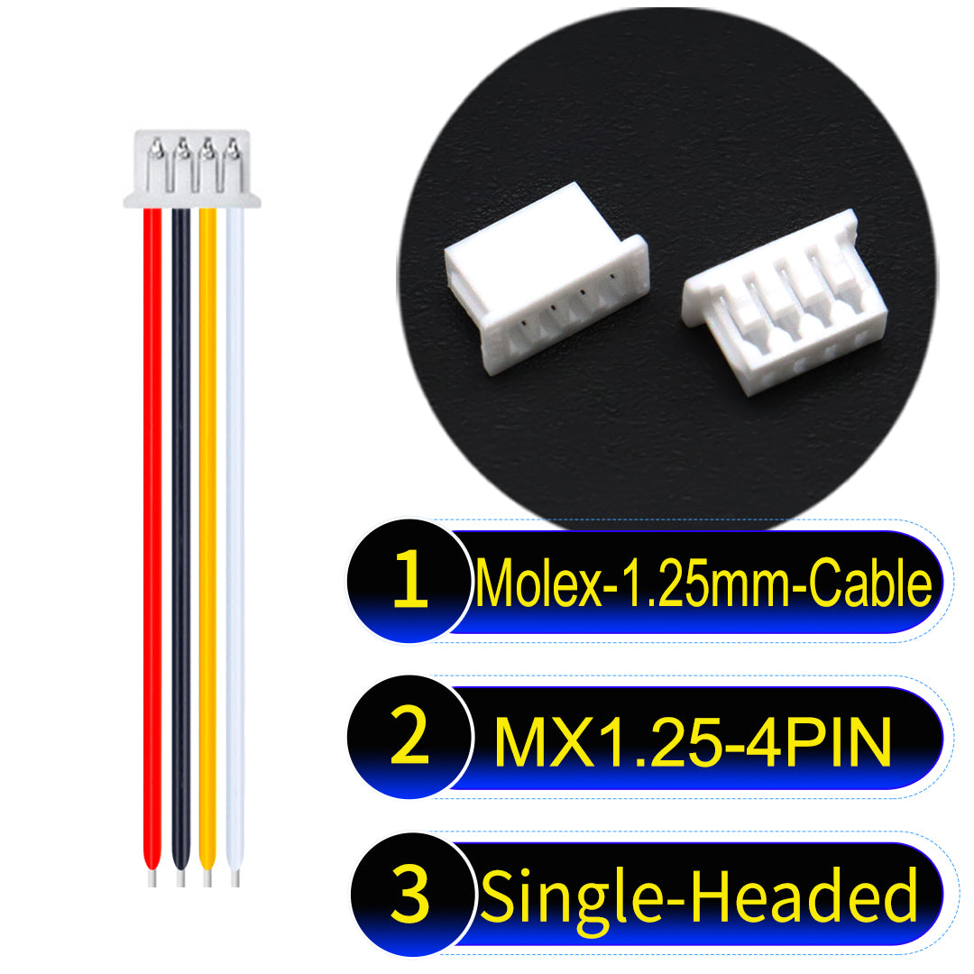 Molex 1.25mm Picoblade 4Pin Single-Headed 28AWG UL1571 Cable for compact and reliable connections.
