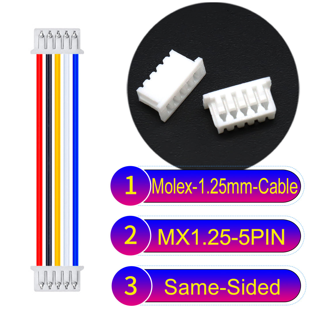 Molex 1.25mm Picoblade 5Pin Same-Side-Head 28AWG UL1571 Cable for compact and reliable connections.