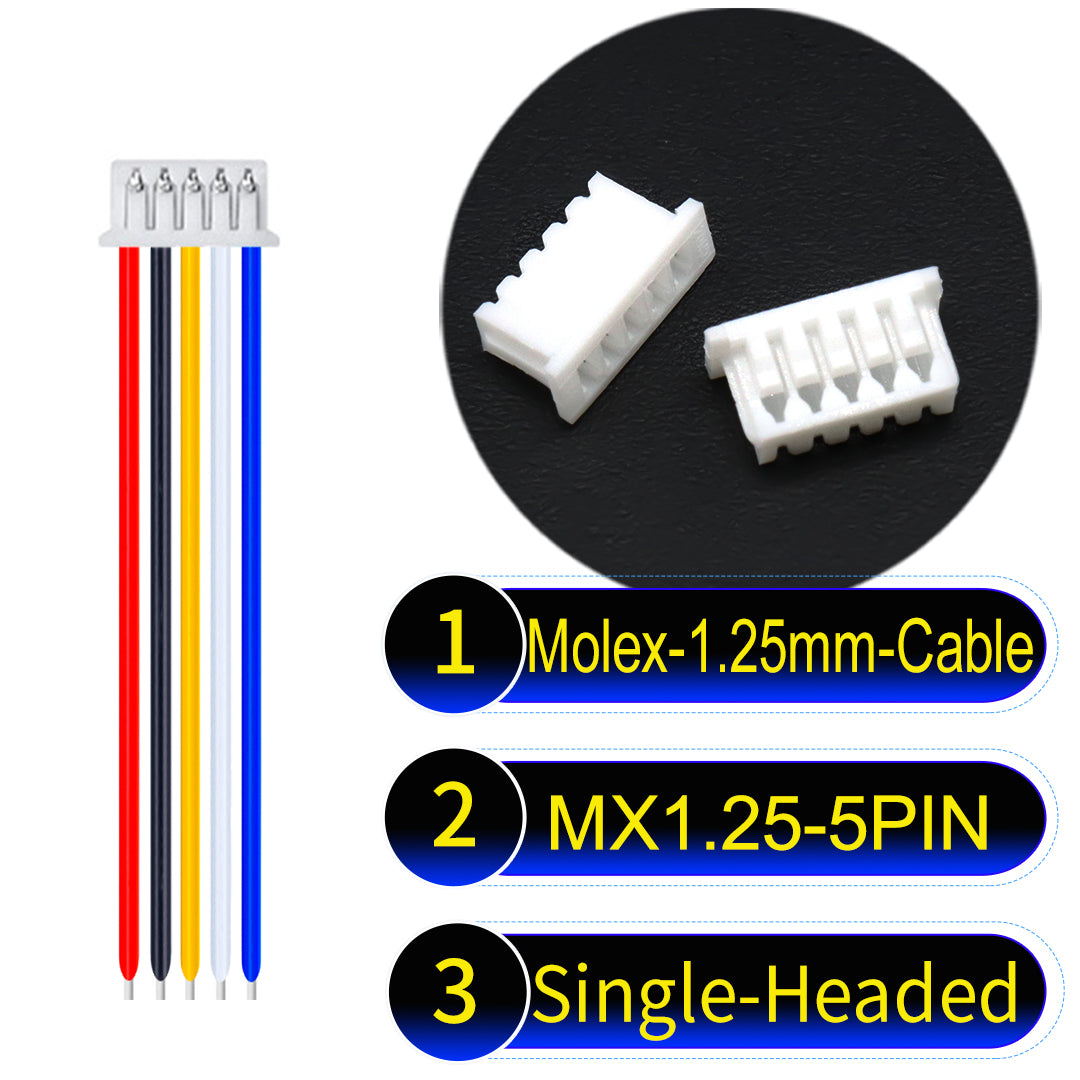 Molex 1.25mm Picoblade 5Pin Single-Headed 28AWG UL1571 Cable for compact and reliable connections.