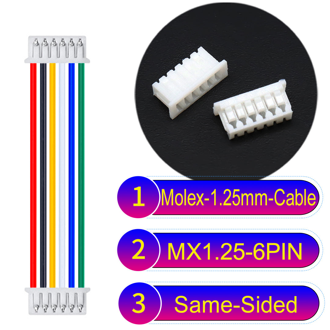 Molex 1.25mm Picoblade 6Pin Same-Side-Head 28AWG UL1571 Cable for compact and reliable connections.