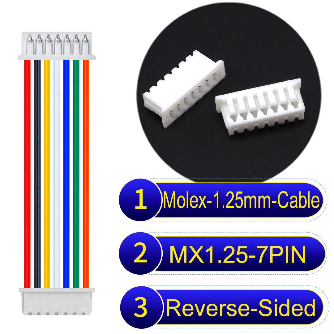 Molex 1.25mm Picoblade 7Pin Reverse-Side-Head 28AWG UL1571 Cable for compact and reliable connections.