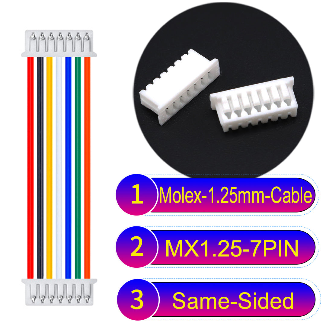 Molex 1.25mm Picoblade 7Pin Same-Side-Head 28AWG UL1571 Cable for compact and reliable connections.