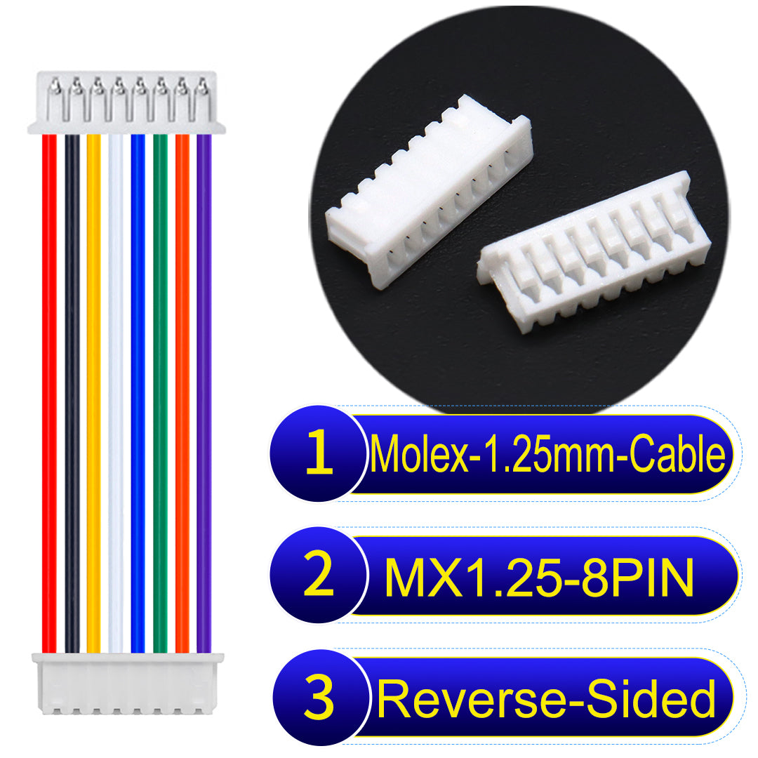 Molex 1.25mm Picoblade 8Pin Reverse-Side-Head 28AWG UL1571 Cable for compact and reliable connections.