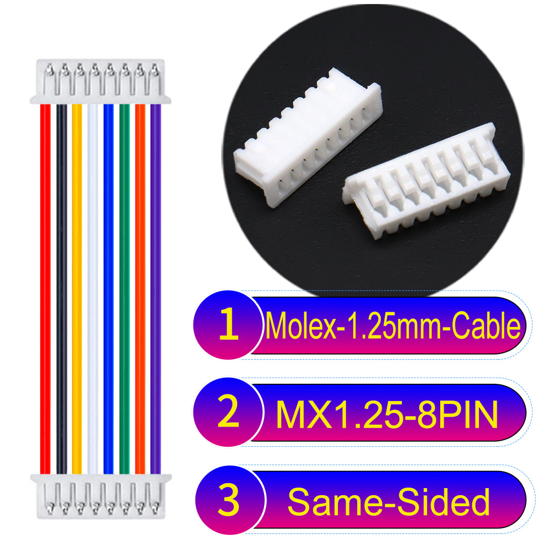 Molex 1.25mm Picoblade 8Pin Same-Side-Head 28AWG UL1571 Cable for compact and reliable connections.