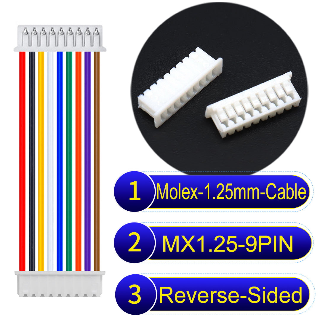Molex 1.25mm Picoblade 9Pin Reverse-Side-Head 28AWG UL1571 Cable for compact and reliable connections.